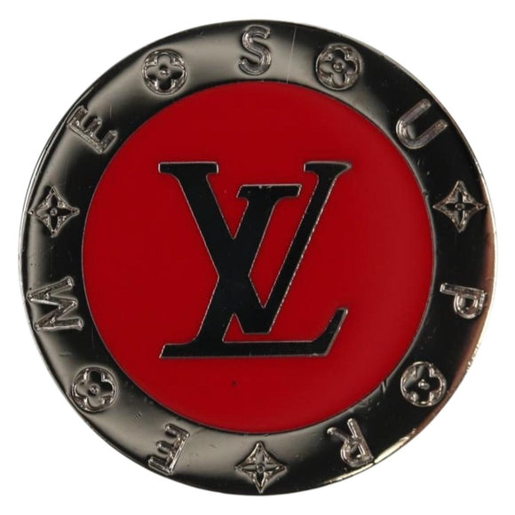 LOUIS VUITTON Monogram LVxSupreme Brooch Pin 2 Set Red LV Auth 128511SAM