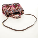 PRADA Flower Canapa PM Hand Bag Canvas 2way Purple Gold Auth 128519M-9