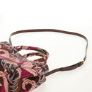 PRADA Flower Canapa PM Hand Bag Canvas 2way Purple Gold Auth 128519M-16