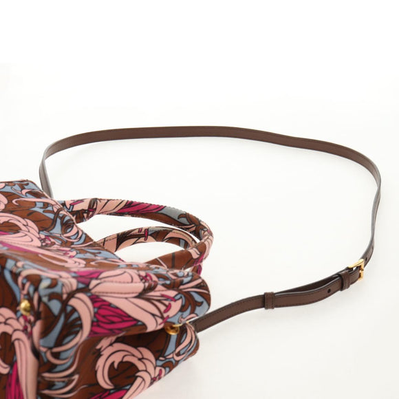 PRADA Flower Canapa PM Hand Bag Canvas 2way Purple Gold Auth 128519M