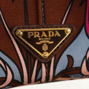 PRADA Flower Canapa PM Hand Bag Canvas 2way Purple Gold Auth 128519M-23