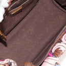 PRADA Flower Canapa PM Hand Bag Canvas 2way Purple Gold Auth 128519M-10