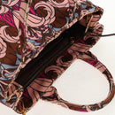 PRADA Flower Canapa PM Hand Bag Canvas 2way Purple Gold Auth 128519M-17