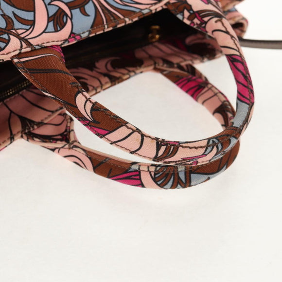 PRADA Flower Canapa PM Hand Bag Canvas 2way Purple Gold Auth 128519M