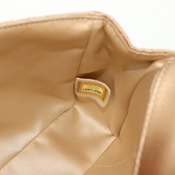 CHANEL Chain Matelasse Shoulder Bag Satin Gold CC Auth 128521M