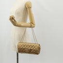 CHANEL Chain Matelasse Shoulder Bag Satin Gold CC Auth 128521M-27