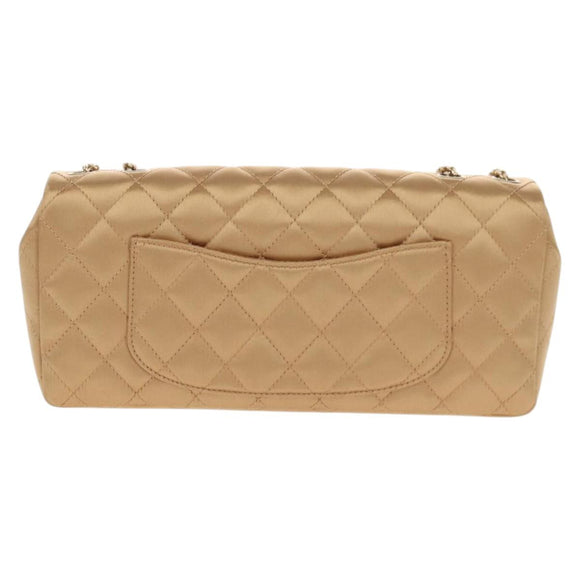CHANEL Chain Matelasse Shoulder Bag Satin Gold CC Auth 128521M