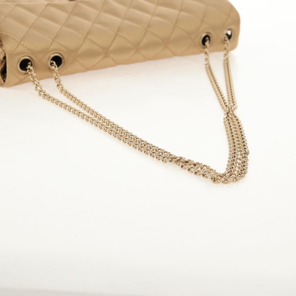 CHANEL Chain Matelasse Shoulder Bag Satin Gold CC Auth 128521M
