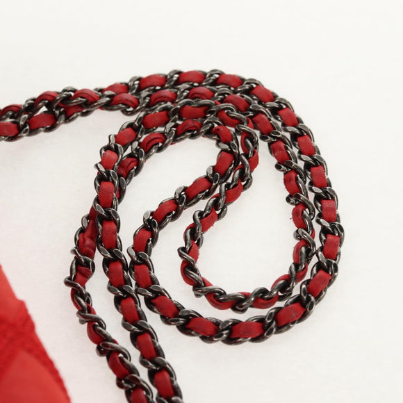 CHANEL Wild Stitch Chain Shoulder Bag Leather Red CC Auth 128522M