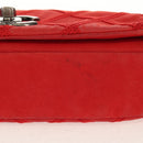 CHANEL Wild Stitch Chain Shoulder Bag Leather Red CC Auth 128522M-12