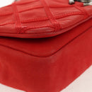 CHANEL Wild Stitch Chain Shoulder Bag Leather Red CC Auth 128522M-13