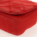 CHANEL Wild Stitch Chain Shoulder Bag Leather Red CC Auth 128522M-14