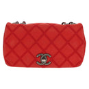CHANEL Wild Stitch Chain Shoulder Bag Leather Red CC Auth 128522M-2