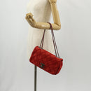 CHANEL Wild Stitch Chain Shoulder Bag Leather Red CC Auth 128522M-27