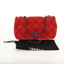 CHANEL Wild Stitch Chain Shoulder Bag Leather Red CC Auth 128522M-28