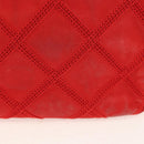 CHANEL Wild Stitch Chain Shoulder Bag Leather Red CC Auth 128522M-4