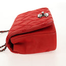 CHANEL Wild Stitch Chain Shoulder Bag Leather Red CC Auth 128522M-5