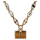 LOUIS VUITTON Petite Malle Necklace Bag Motif metal Gold M62814 LV Auth 128529M-1