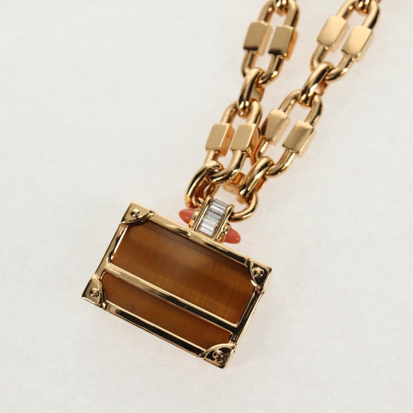 LOUIS VUITTON Petite Malle Necklace Bag Motif metal Gold M62814 LV Auth 128529M