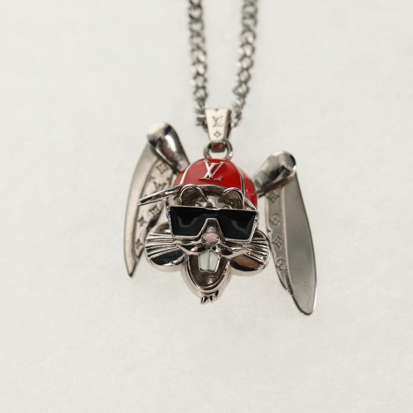 LOUIS VUITTON Necklace LV Collier Rabbit Necklace metal Silver LV Auth 128541M