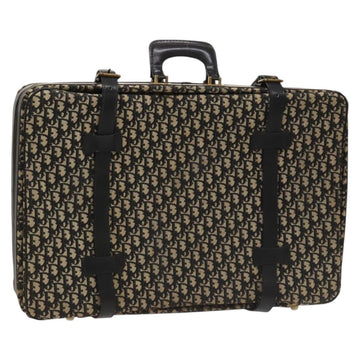 Christian Dior Trotter Canvas Trunk Navy Gold Auth 128550