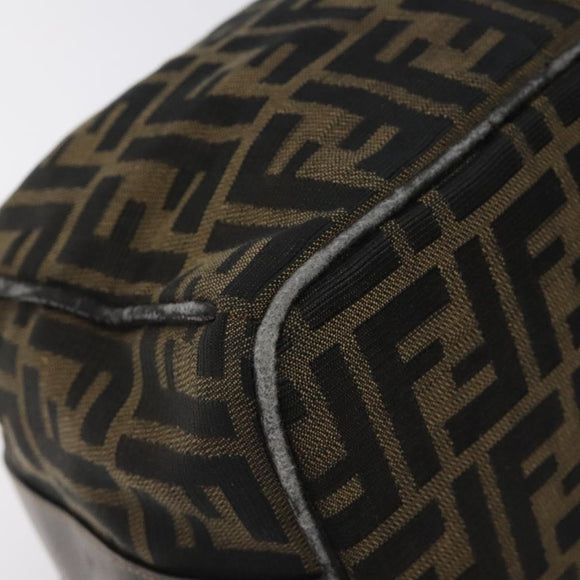 FENDI Zucca Canvas Hand Bag Black Brown Auth 128557
