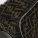 FENDI Zucca Canvas Hand Bag Black Brown Auth 128557-16