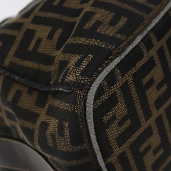 FENDI Zucca Canvas Hand Bag Black Brown Auth 128557