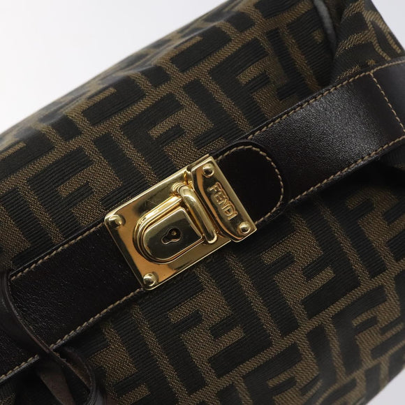 FENDI Zucca Canvas Hand Bag Black Brown Auth 128557