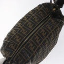 FENDI Zucca Canvas Hand Bag Black Brown Auth 128557-10