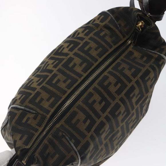 FENDI Zucca Canvas Hand Bag Black Brown Auth 128557