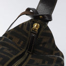 FENDI Zucca Canvas Hand Bag Black Brown Auth 128557-18