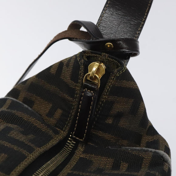FENDI Zucca Canvas Hand Bag Black Brown Auth 128557
