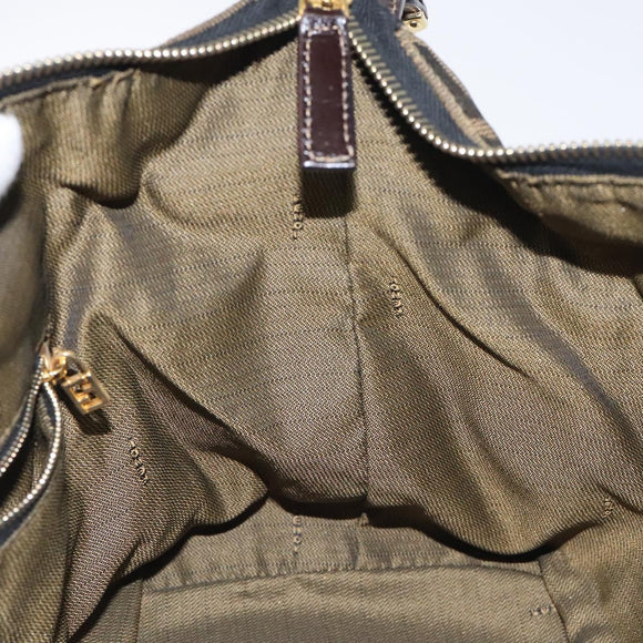 FENDI Zucca Canvas Hand Bag Black Brown Auth 128557
