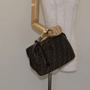 FENDI Zucca Canvas Hand Bag Black Brown Auth 128557-23