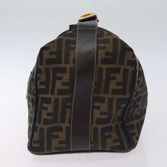 FENDI Zucca Canvas Hand Bag Black Brown Auth 128557
