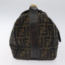 FENDI Zucca Canvas Hand Bag Black Brown Auth 128557-4