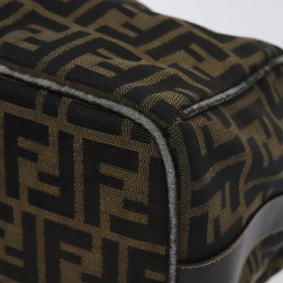 FENDI Zucca Canvas Hand Bag Black Brown Auth 128557