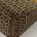 FENDI Zucchino Canvas Hand Bag Brown Gold Auth 128558-14