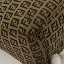 FENDI Zucchino Canvas Hand Bag Brown Gold Auth 128558-15