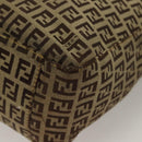 FENDI Zucchino Canvas Hand Bag Brown Gold Auth 128558-16