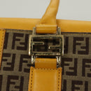FENDI Zucchino Canvas Hand Bag Brown Gold Auth 128558-10
