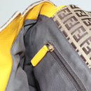 FENDI Zucchino Canvas Hand Bag Brown Gold Auth 128558-20