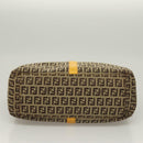 FENDI Zucchino Canvas Hand Bag Brown Gold Auth 128558-5