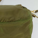 PRADA Shoulder Bag Nylon Green Gold Auth 128559-17