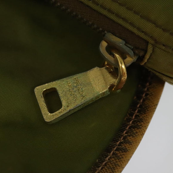 PRADA Shoulder Bag Nylon Green Gold Auth 128559
