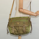 PRADA Shoulder Bag Nylon Green Gold Auth 128559-23