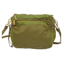 PRADA Shoulder Bag Nylon Green Gold Auth 128559-2