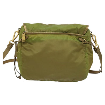 PRADA Shoulder Bag Nylon Green Gold Auth 128559 - 0