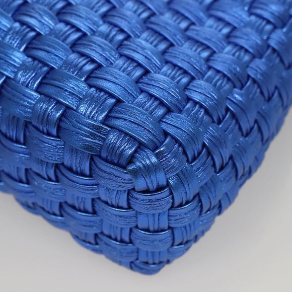 Salvatore Ferragamo Gancini Shoulder Bag Leather Blue Silver Auth 128561V